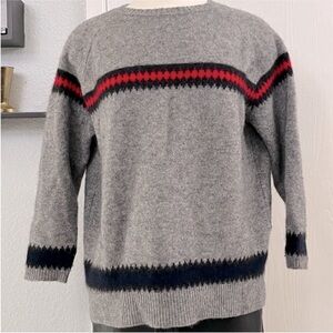 Jumper 1234 Cashmere Red/Blue Accents Gray Sweater  Sz 2/S